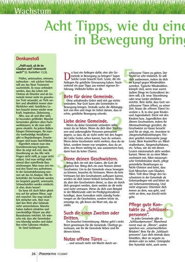 Perspektive 2007 11 acht tipps wie du eine alte gemeinde in bewegung bringen kannst