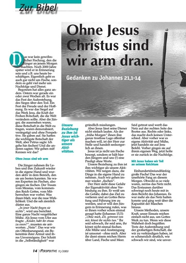 Perspektive 2003 11 ohne jesus christus sind wir arm dran