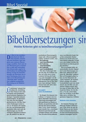 Perspektive 2005 11 bibeluebersetzungen sind ein heikles geschaeft