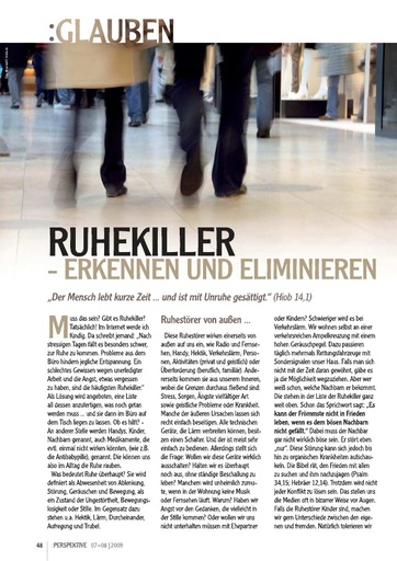 Perspektive 2009 07 ruhekiller erkennen und eliminieren