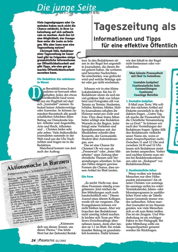 Perspektive 2003 02 tageszeitung als chance