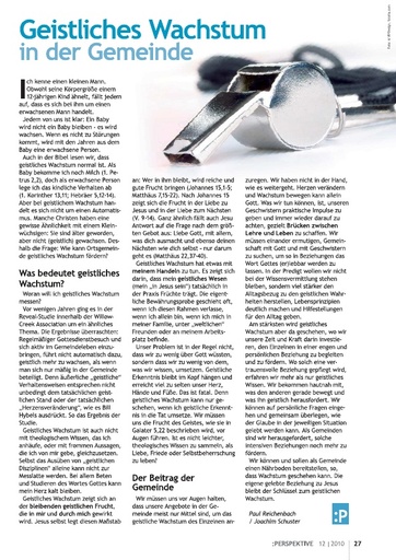 Perspektive 2010 12 geistliches wachstum in der gemeinde