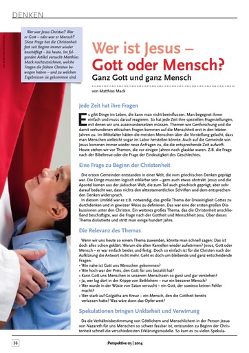 Perspektive 2014 03 wer ist jesus gott oder mensch