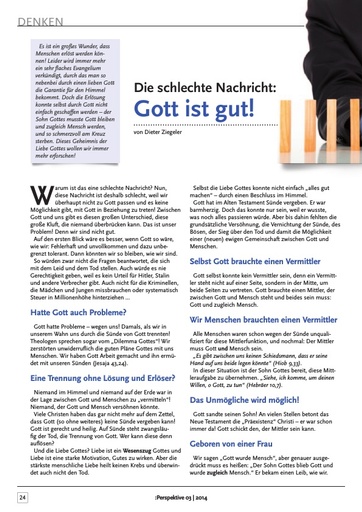 Perspektive 2014 03 die schlechte nachricht gott ist gut