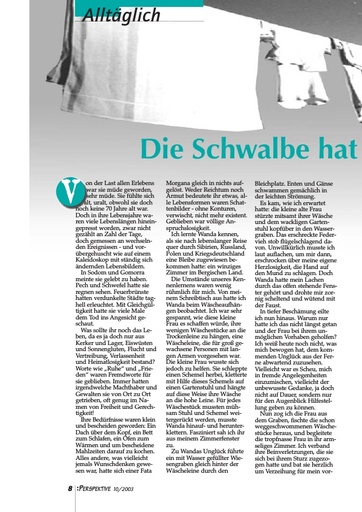 Perspektive 2003 10 die schwalbe hat ein nest gefunden