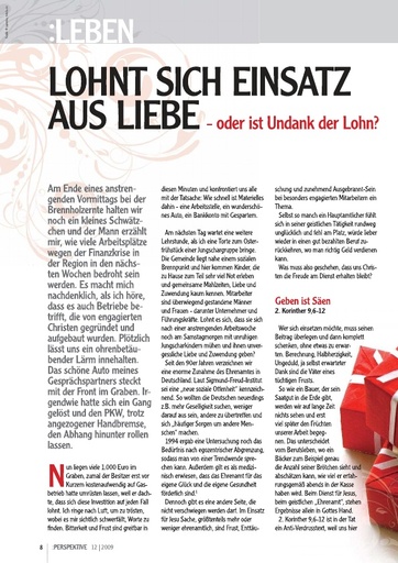 Perspektive 2009 12 lohnt sich einsatz aus liebe