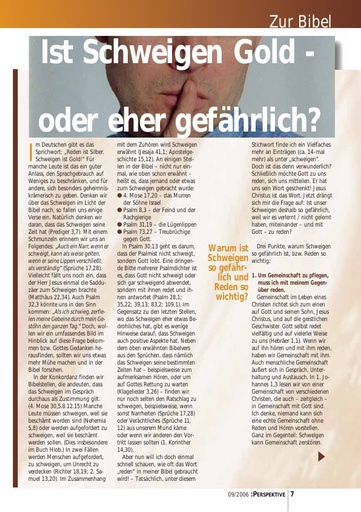 Perspektive 2006 09 ist schweigen gold oder eher gefaehrlich