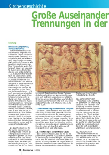 Perspektive 2006 11 grosse auseinandersetzungen und trennungen in der kirchengeschichte