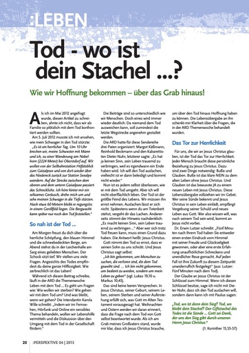 Perspektive 2013 04 tod wo ist dein stachel