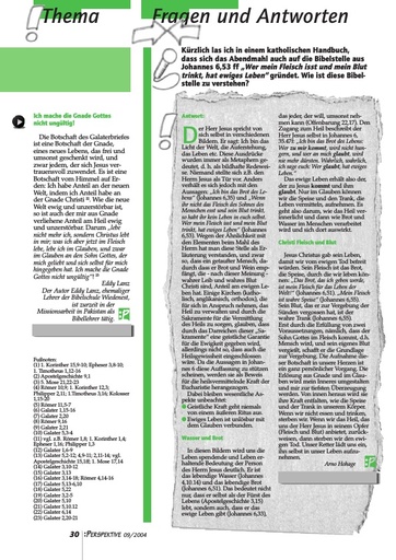 Perspektive 2004 09 bezieht sich joh 6 53 auf das abendmahl